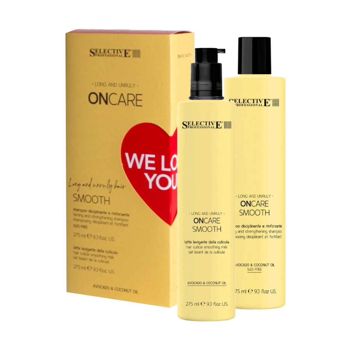 Набір для волосся Selective Professional OnCare Smooth We Love You (шампунь, 275 мл + молочко, 275 мл)